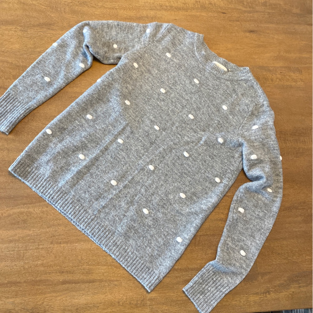 Bohme Gray and White Polka Dot Turtleneck Sweater
